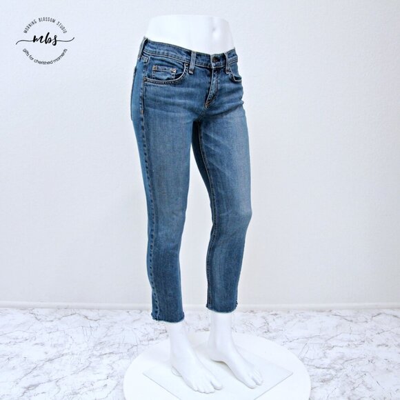 Rag & Bone Dre Low Waist Capri Raw Hem Jeans Blue Women 26 - Picture 2 of 10